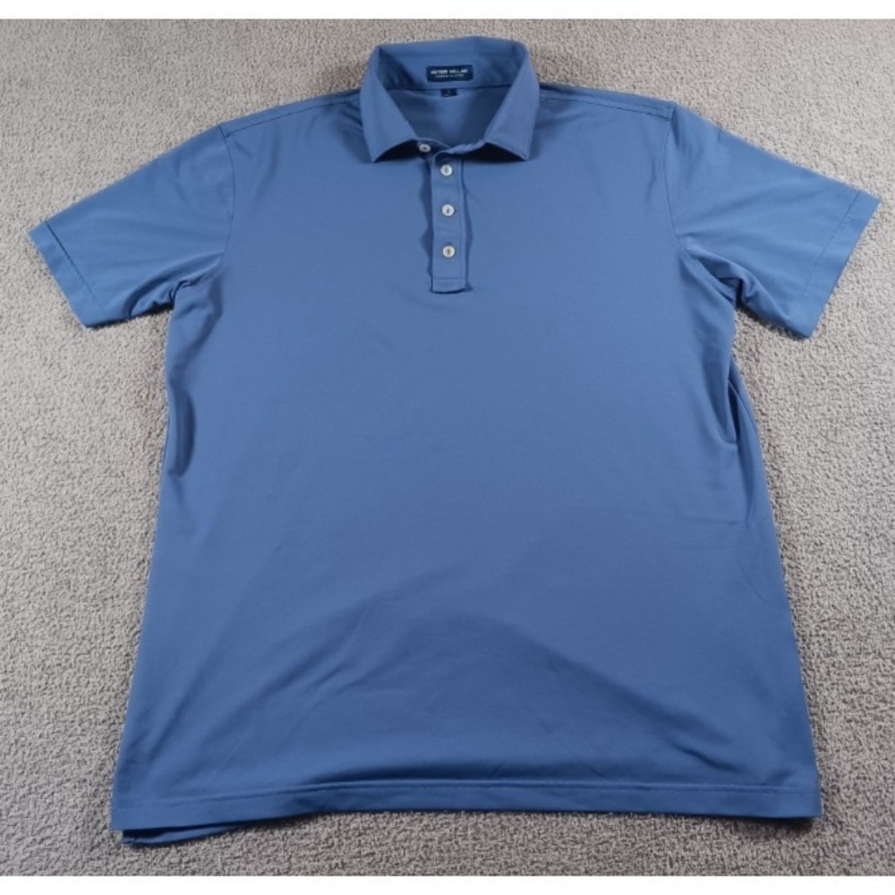 Peter‎ Millar Crown Crafted Golf Polo Shirt Blue Stretch Performance Mens L